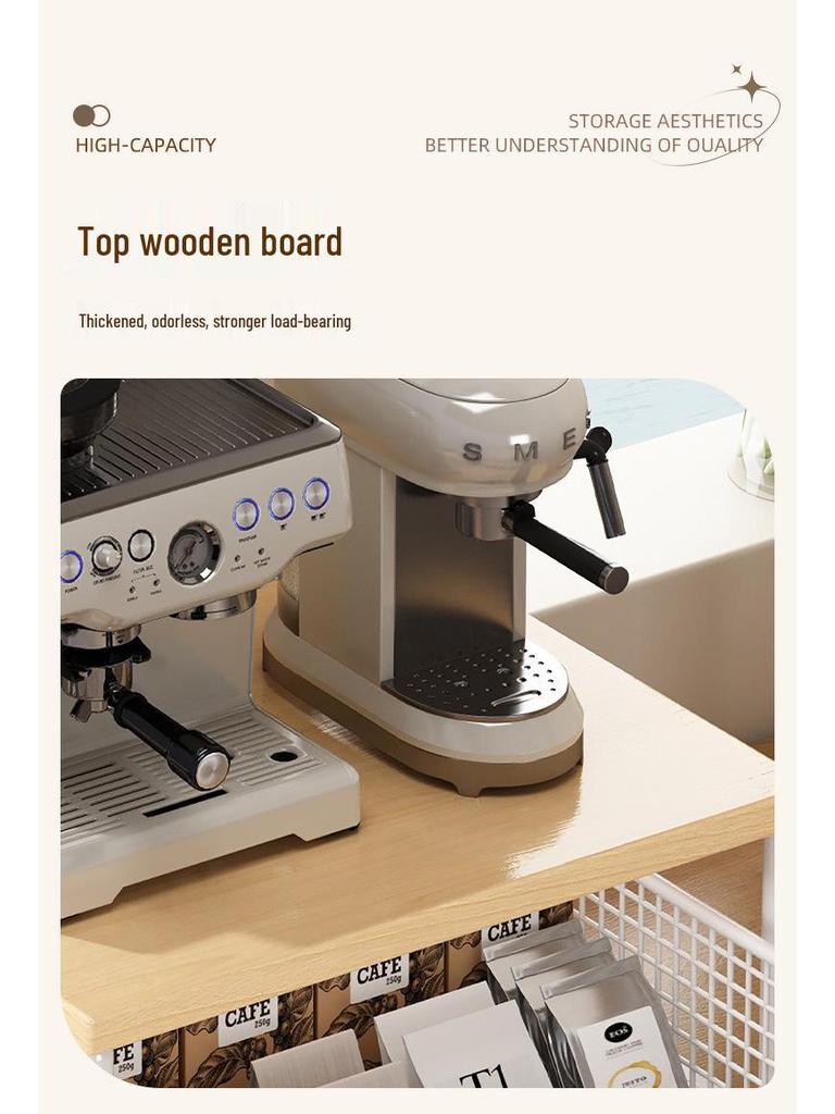 Kaffeemaschinen-Sideboard mit Aufbewahrung für Teebeutel, Brot, Snacks, Desserts, Kaffeekapseln und Tassen
