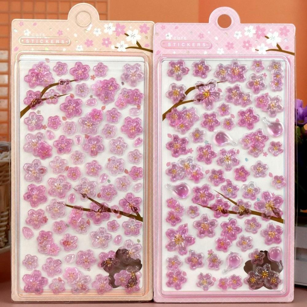 Solid Crystal Cherry Blossom Petal Stickers Decals Toy Drop 3D Relief Stickers  Scrapbooking