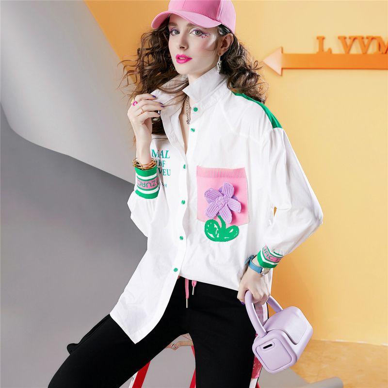 

Trendy B282 European Goods Early Autumn Loose Fashion Shirt White In Stock M