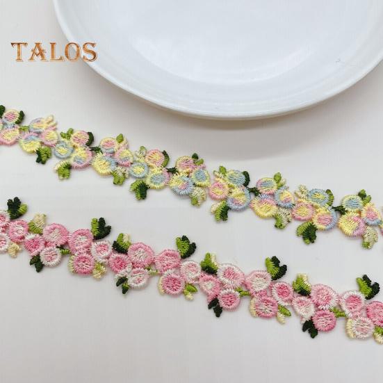 15 Yards Flower Lace Trim Ribbon Polyester Embroidered Lace Applique Strip Flower Lace Ribbon Sewing Fabric for DIY Crafts Wedding Decorations