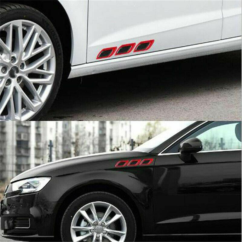 6pcs 3D Car Styling Reflective Carbon Fiber Bumper Strips Safety Warning Tape Secure Reflector Stickers Car Exterior