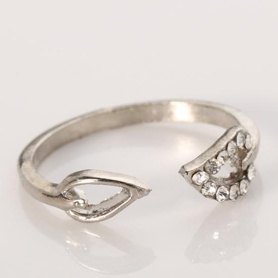 Fashion Women's Adjustable Rhinestones Leaves Opening Cuff Ring Jewelry Gift