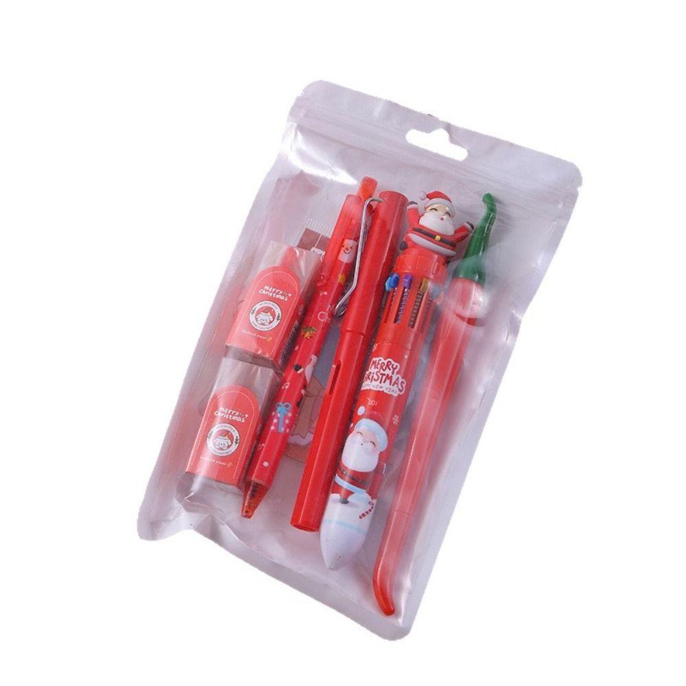 Cartoon 6-in-1 Stationery Set Multi-Functional Writing Tools Ballpoint Pen Highlighter Back To School