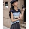 Demana Breathable Lyocell Contrast Stripe Knit Top