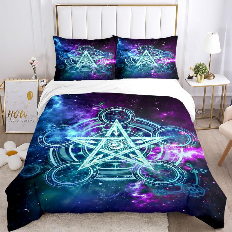 3pcs Cosmic Symbols Duvet Cover Set, Cover For Bedroom Guest Room (1 Duvet Cover + 2 Pillowcase, Without Quilt),  yy250922155