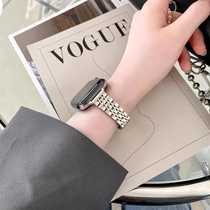 Seven-Bead Stainless Steel Slim Waist Band for Apple Watch Models 9-5, Ultra 2