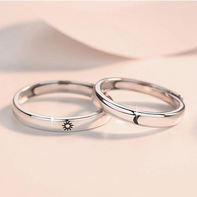 Men Wedding Party Opening Adjustable Couple Jewelry Sun Moon Ring Engagement Ring Finger Rings Set
