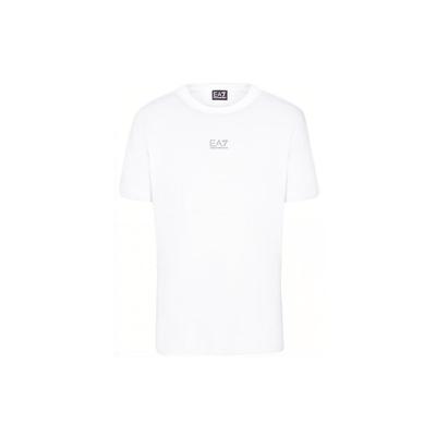 EA7 SS22 Logo Print Crew Neck Short Sleeve T-Shirt Men Tops White 3LPT27-PJ7CZ-1100