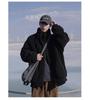 Men's Thickened Cotton-Padded Fleece Jacket, Stand Collar, Loose Fit, Warm Outerwear for Fall/Winter Students.