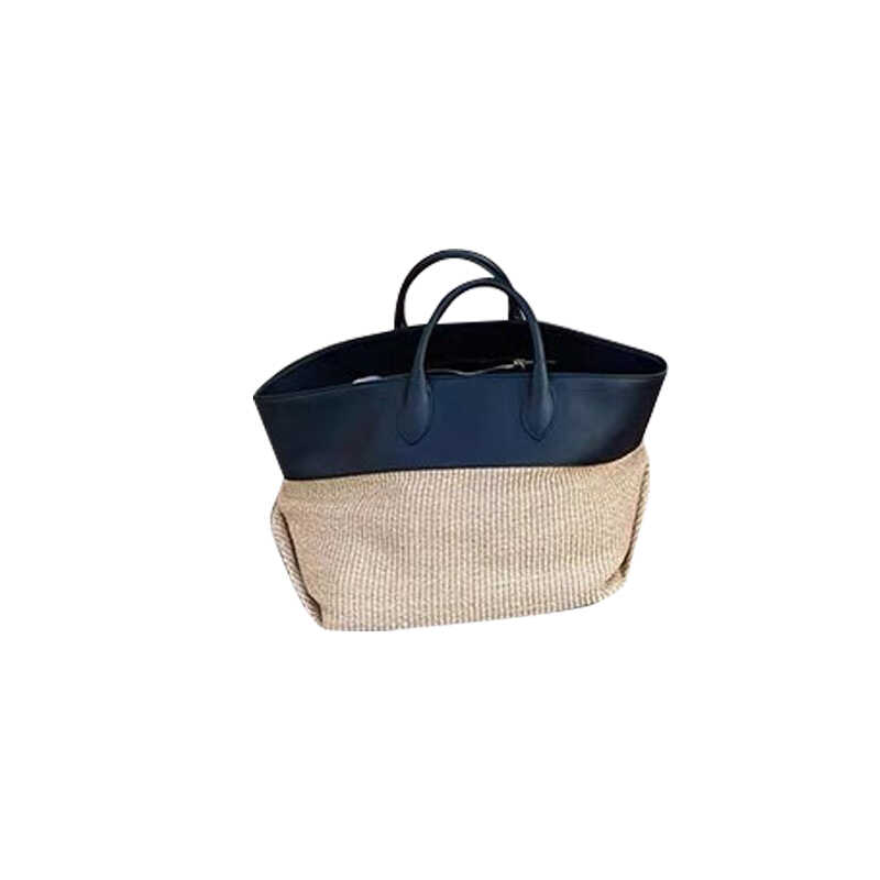 NEU Sommer Stroh Schulter Damen Große Kapazität Rattan Griff Spleißfarbe Strandtasche Reise Urlaub Gewebte Tragetasche Bolsa