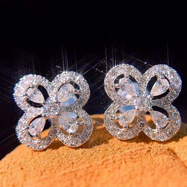 

Нежные серьги-гвоздики с цветком для женщин, модные украшения для свадьбы, свадебные аксессуары, ослепительные цирконии, элегантные женские