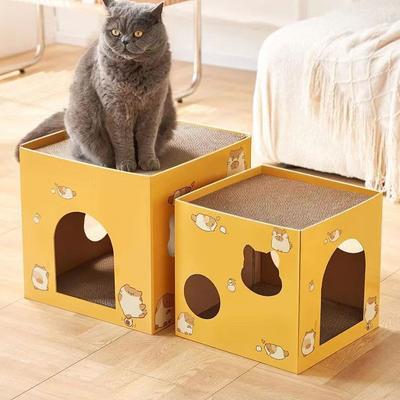 Cat Cardboard House with Scratch Pads Corrugated Cardboard Scratcher Cat Box Cats Bed for Cat Rabbit Small Animals Bunny Indoor