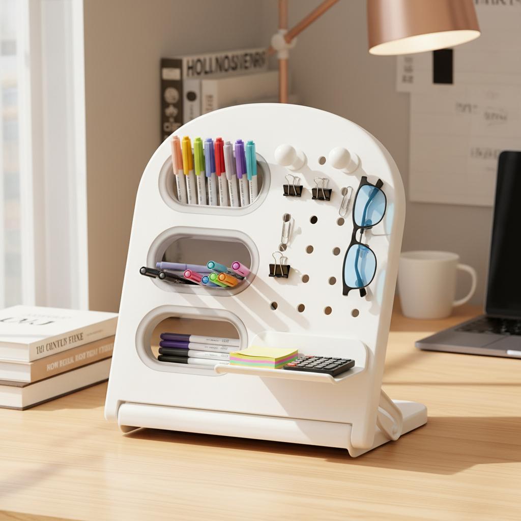 Large Capacity Desk Organizer Pen Holder with Slanted Design Multifunctional Storage Box for Office School Stationery Supplies