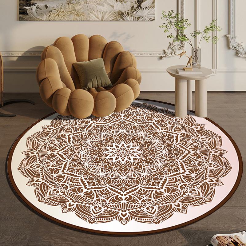 Tappeto rotondo grande in stile etnico nordico per camera da letto, tappeto in cotone intrecciato Bohemia, tappeto lavorato a maglia, 90 cm, 120 cm, 150 cm