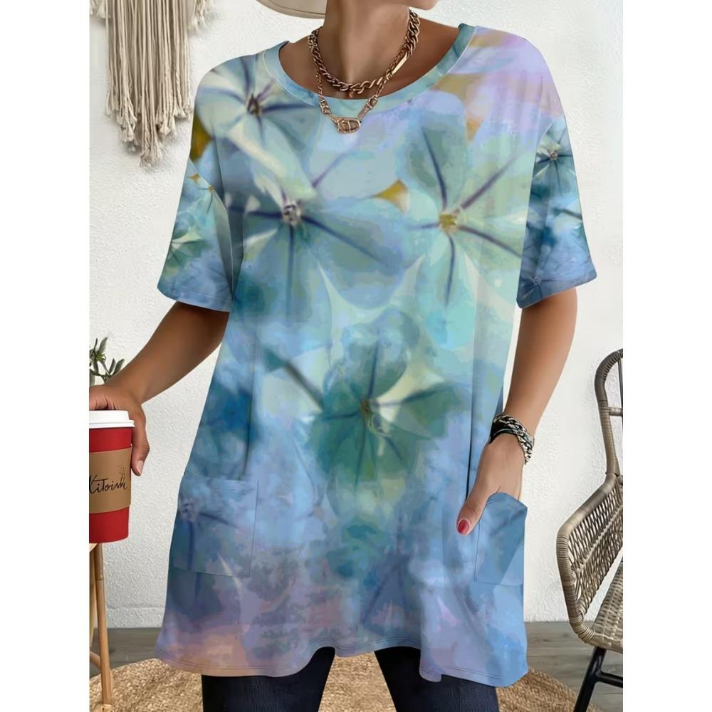 2026 Neues Sommer-T-Shirt mit kurzen Ärmeln, 3D-bedrucktes T-Shirt mit Tasche, Lässig und Modisch, Übergröße T-Shirt