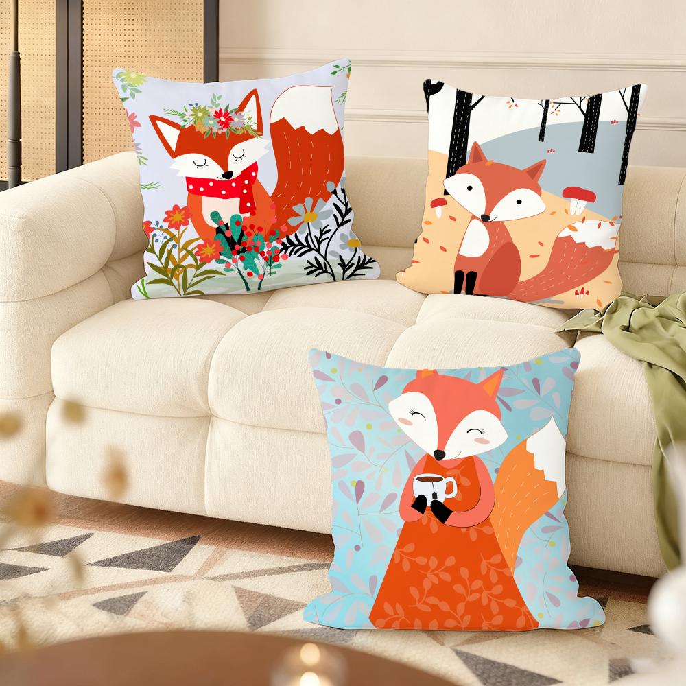Fox Cute Woodland Cushion Cover Soft Plush Throw Pillow Cover DoubleSided Printed Cushion Case Cozy Sofa Home Decor