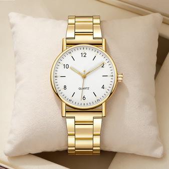 Simple Digital Surface Scale Luminous Needle Unisex Fashion Watch Alloy Case Steel Belt Quartz Wrist Watch