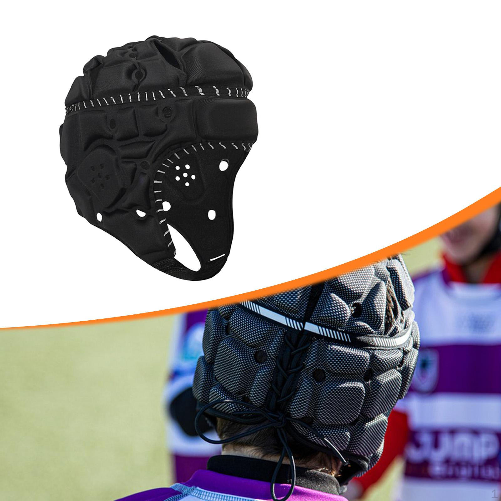 

Детский шлем для регби Регулируемый дышащий шлем для схватки Защита головы для флаг-футбола Питчер чёрный