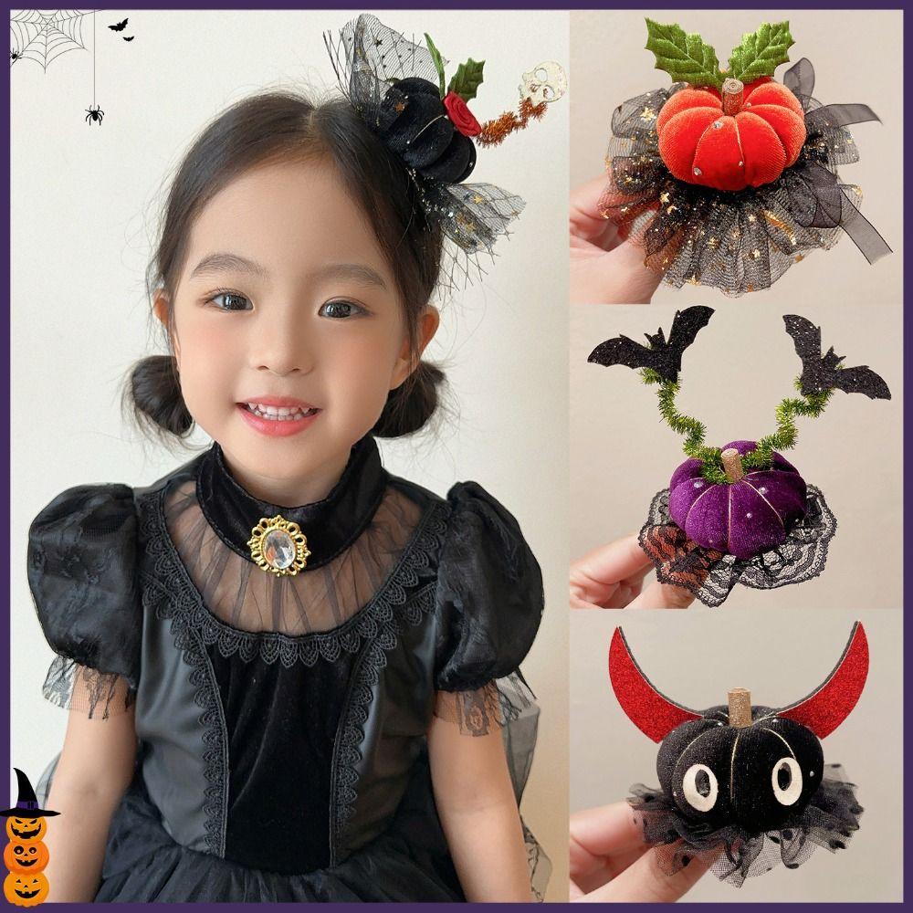Y2K Halloween Hair Clip Bow Witch Hat Hairpins Cute Bat Duckbill Clips Girl