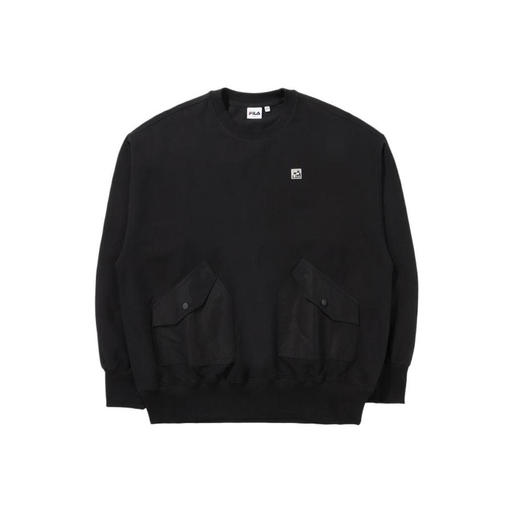 FILA Sweatshirts Men s Black Crew Neck Moderate Regular FS2POE1E01X-BLK 100