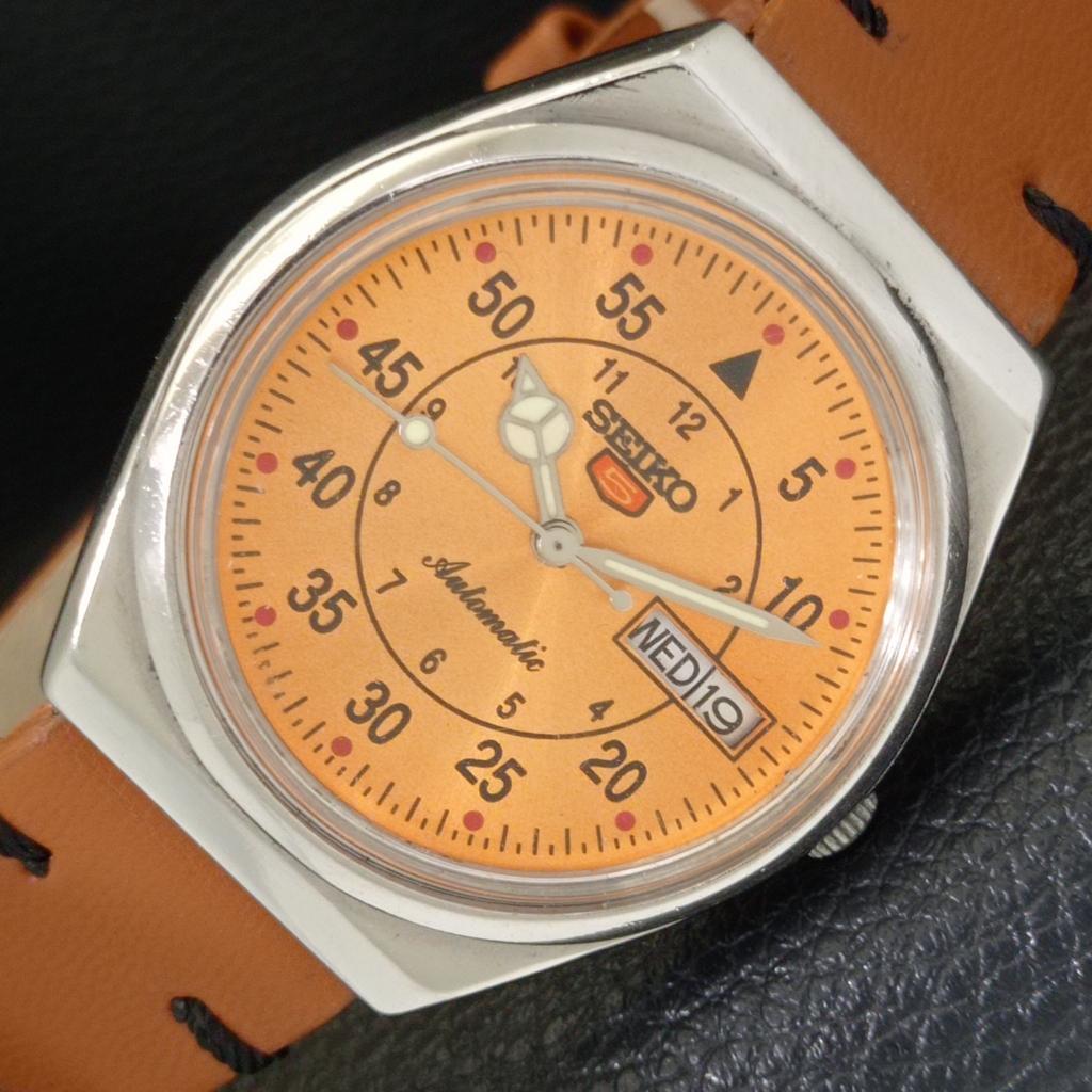 

SEIKO 5 AUTOMATIC 6309A JAPAN MENS VINTAGE ORANGE COLOR DIAL WATCH a701435-5 R206b-a701435
