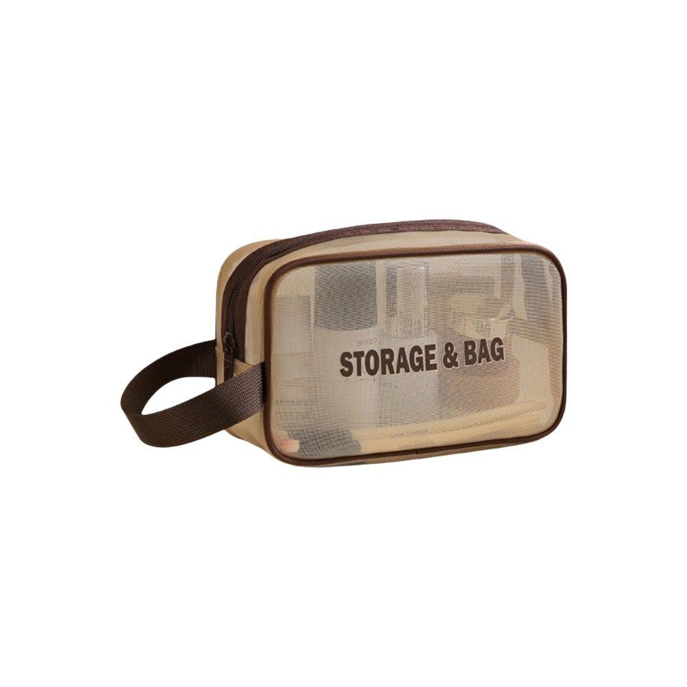 Casual Bow Makeup Wash Bag Multifunction Large Capacity Mesh Cosmetic Bag Handheld Waterproof Toiletry Storage Bag Summer