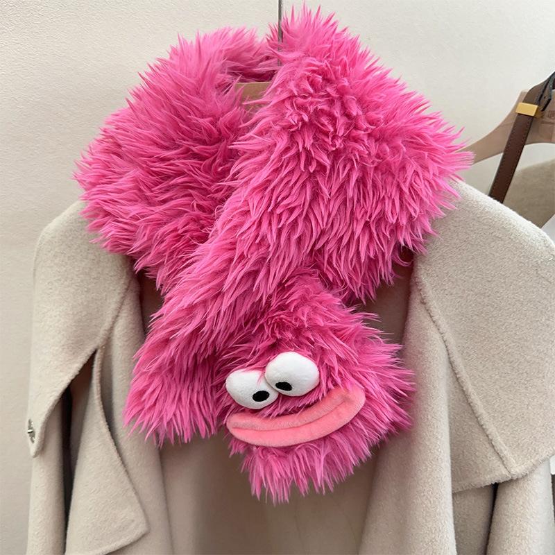 Pink scarf women's new autumn and winter high-end feeling raspberry powder warm shawl versatile scarf