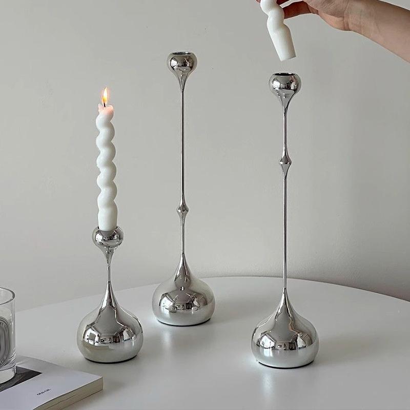 INS Water Drop Candlestick Metal Candle Holder Nordic Romantic Atmosphere Home Decorations Wedding Photography Props (NO Candle)