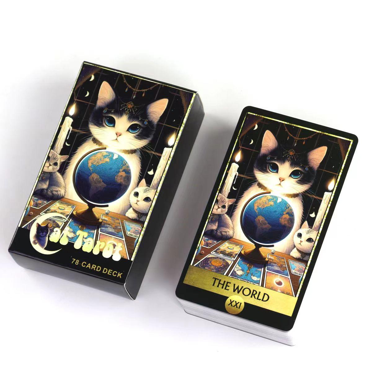Neue Katzen-Tarotkarten Ein 78-Karten-Deck Englische Version Brettspiele Selbstpflege Für Tarot-Lesungen Lebendiges Einfaches Deck Wahrsagungsspiel Spielzeug gray