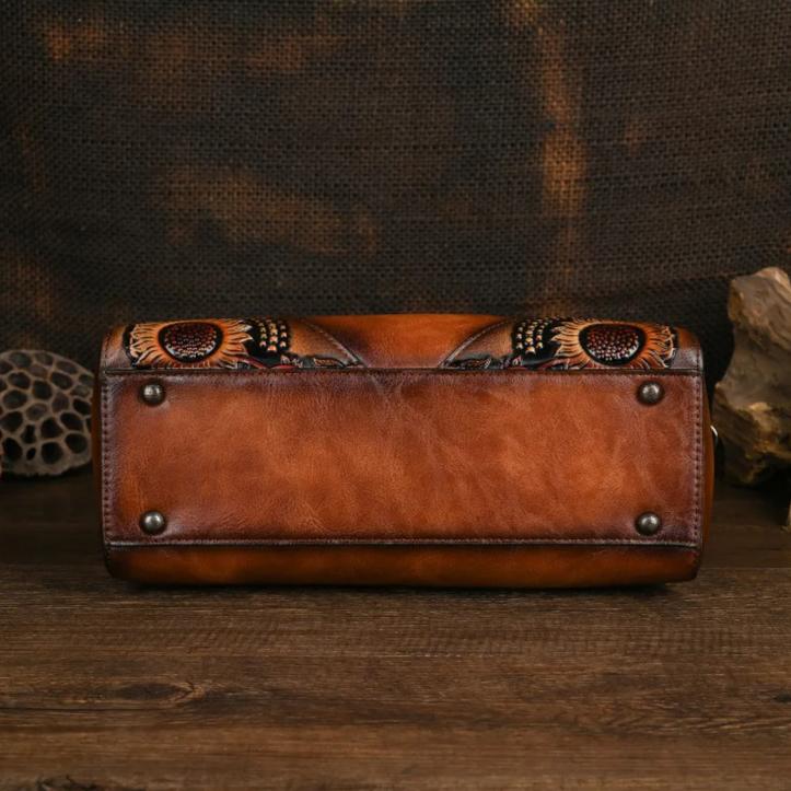 Johnature Vintage Embossed Exquisite Handbag Large Capacity Versatile Shoulder Crossbody Women's Bag