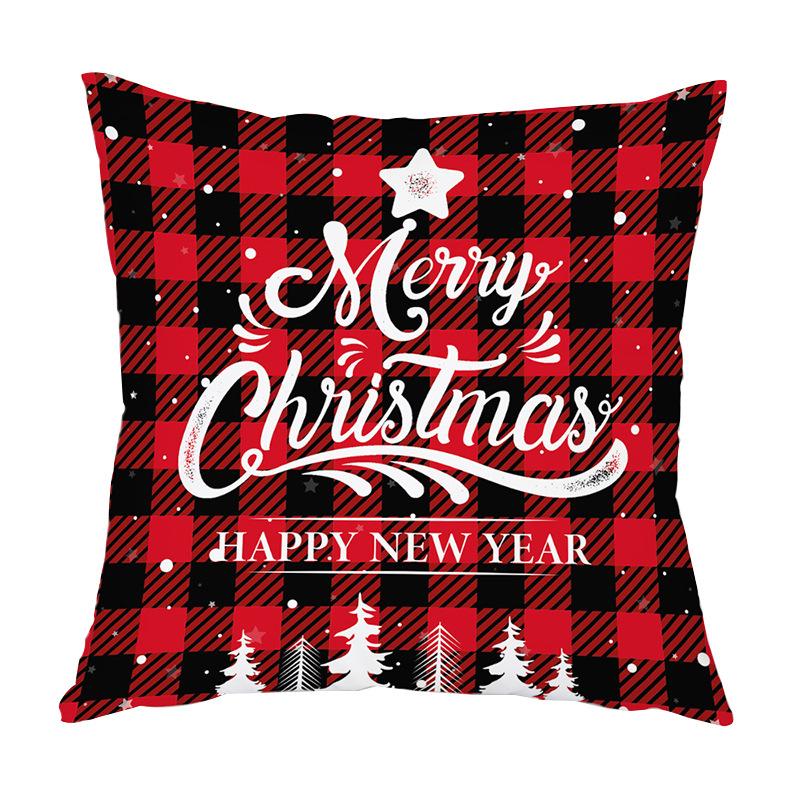 Christmas Hug Furniture Pillowcase Red Plaid Sofa Waist Support Pillow Home Home Decor Linen