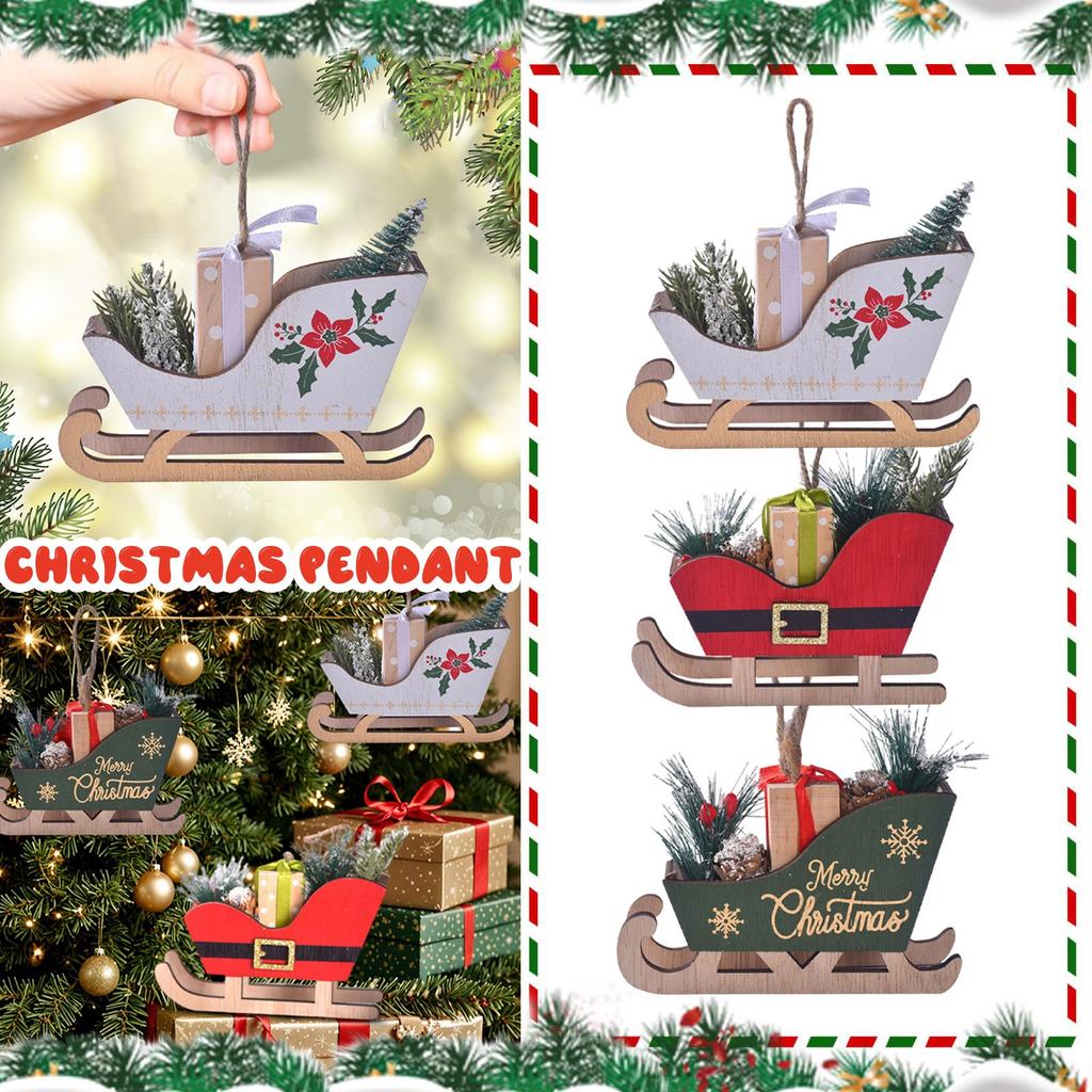 Christmas Supplies Christmas Wooden Sled Christmas Tree Decoration Sled Pendant Atmosphere Christmas Decorations