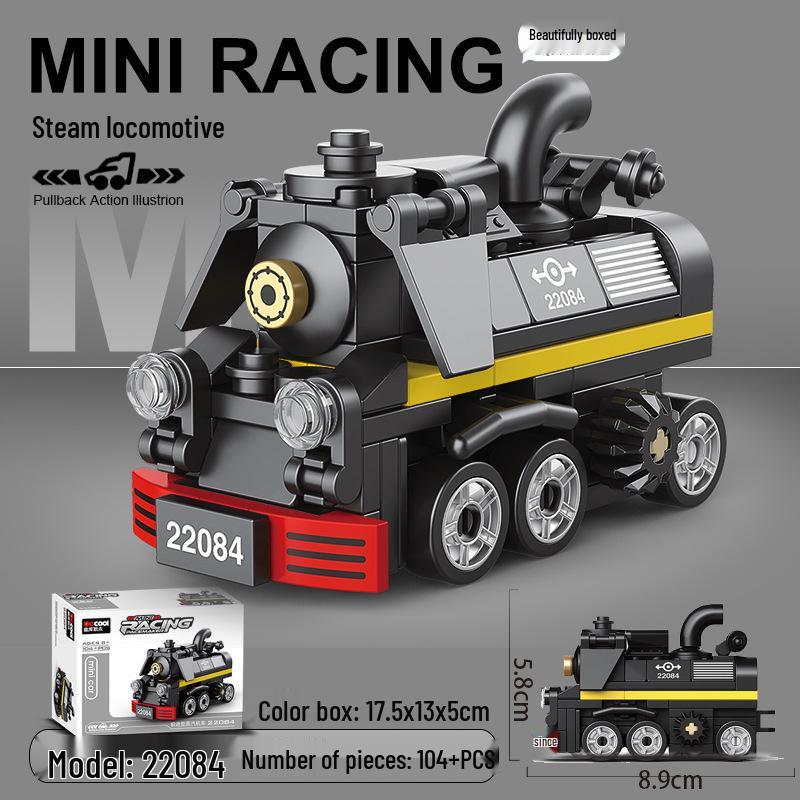 Pull-Back Assembly Toy Set: Campervan, Race Car, Ambulance, Fire Truck