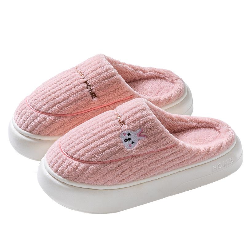 

Cotton slippers women s autumn and winter household thick-soled warm and non-slip home indoor couple Mao Mao slippers home cotton shoes men 36/37