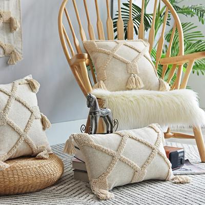 Bohemian Style Cushion Cover Cmtassels Embroidered Throw Pillow Cover For Living Room Chair Sofa Car Home Decor