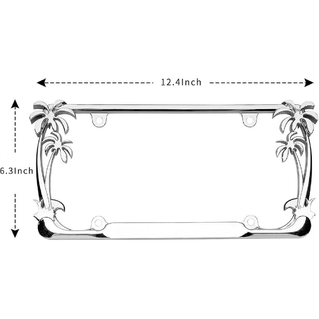 Chrome Palm Tree License Plate Frame For Women, Cute Hawaiian Beach License Plate Frames With Palm Trees