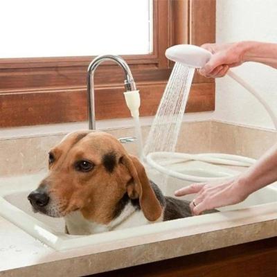 1,2 Meter Hunde-Duschkopf Haustier-Badeschlauch Spülbecken-Sprühkopf Abflussfilter Haarwäsche Haustierhaarschneider Shampoo Haustier Drucksparend Dusche