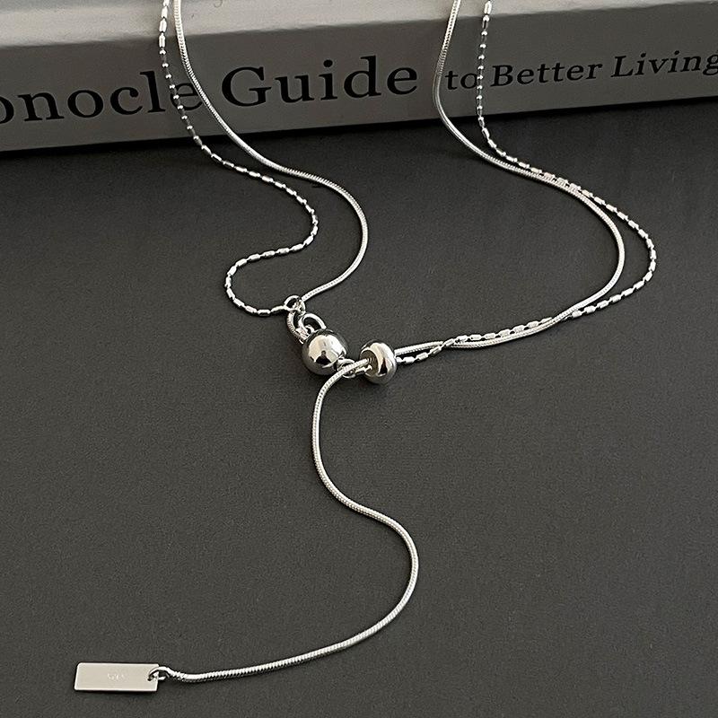 

Ожерелье-свитер из серебра 925 пробы Banyan Tree с двухслойными асимметричными шарами - в корейском стиле, коллекция осень/зима для женщин S925 Silver