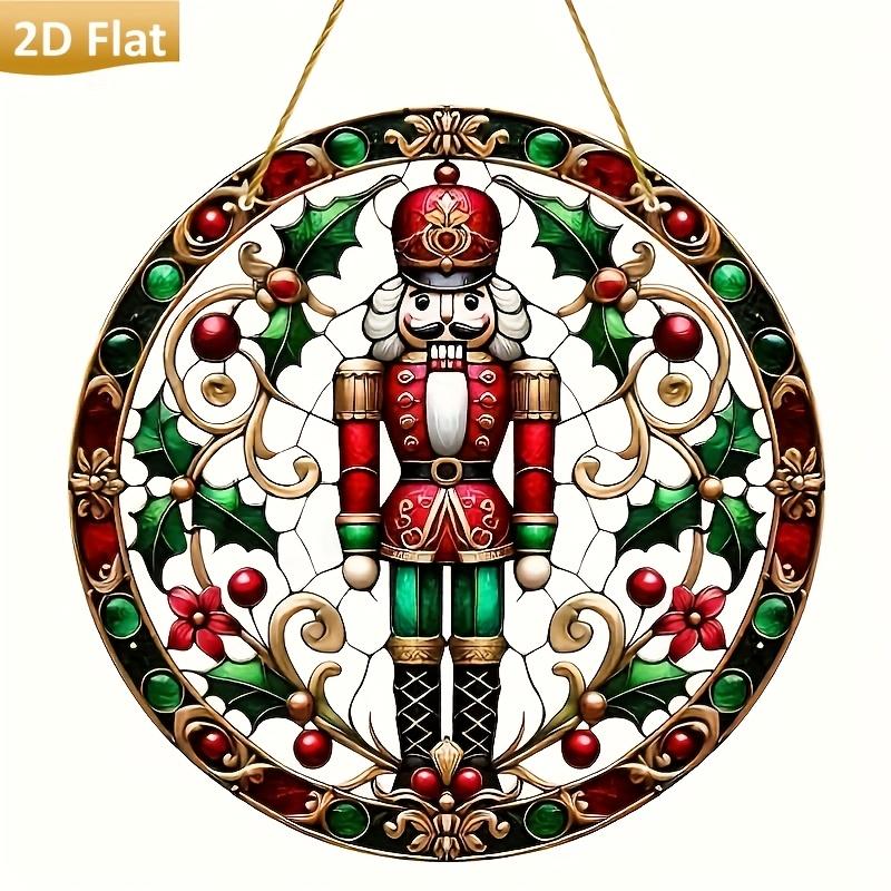 Nutcracker Suncatcher. Acrylic with Golden Accents & Holly for Indoor/outdoor Holiday Gifting.