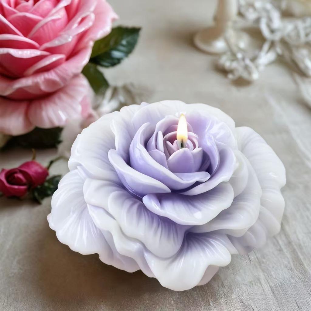 1 Stück 3D Romantische Rose Silikonform, Geeignet für Kerzen, Seife und Harzbastelarbeiten - Rosa Blumendesign, Perfekt für die Herstellung von Handgemachtem