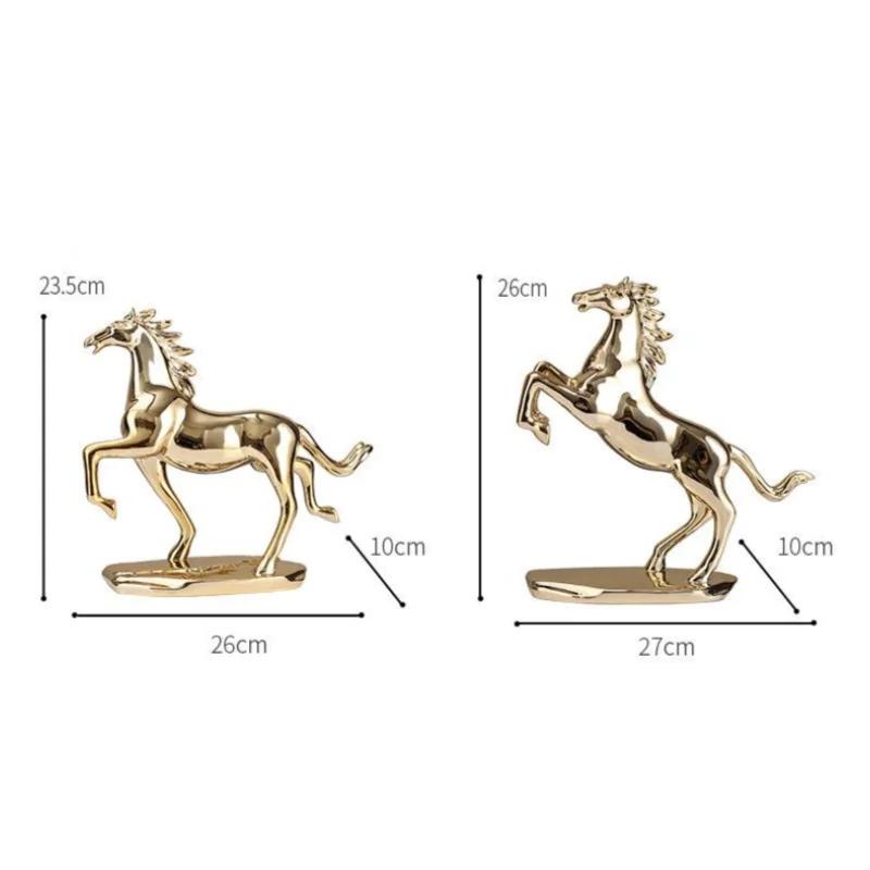 Creative Golden Horse Desktop Decoration Resin Crafts Simulated Animal Sculpture Lucky Horse Decorative Figurines Home Decoratio