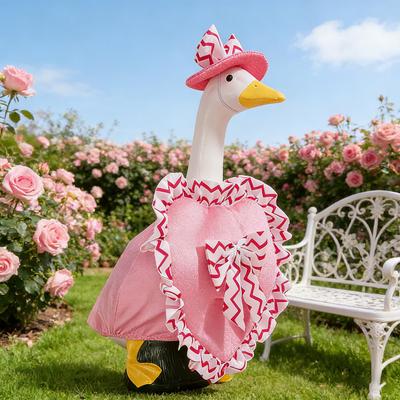 1 Set Valentine's Day Porch Goose Outfit 23 Inch Goose Costume Heart Themed Apparel Set Hat And Ruffle Heart Garment for Yard Porch Lawn Decoration
