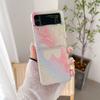 For Samsung Z Flip 4 Case Gradient Butterfly Transparent Case With Holder For Samsung Z Flip 3 Zflip4 Shockproof Hard Back Cover