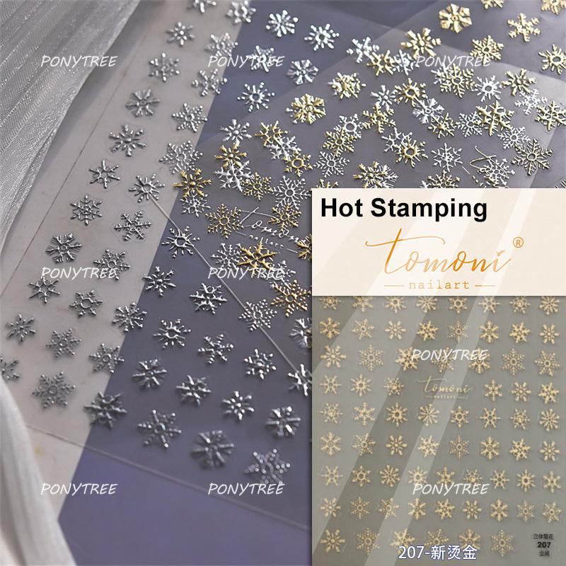 Silver White Snowflake Rhinestone Star Love Lace Winter Chic Snow Shiny Chic Delicate 5D Nail Art Stickers Manicure Decals