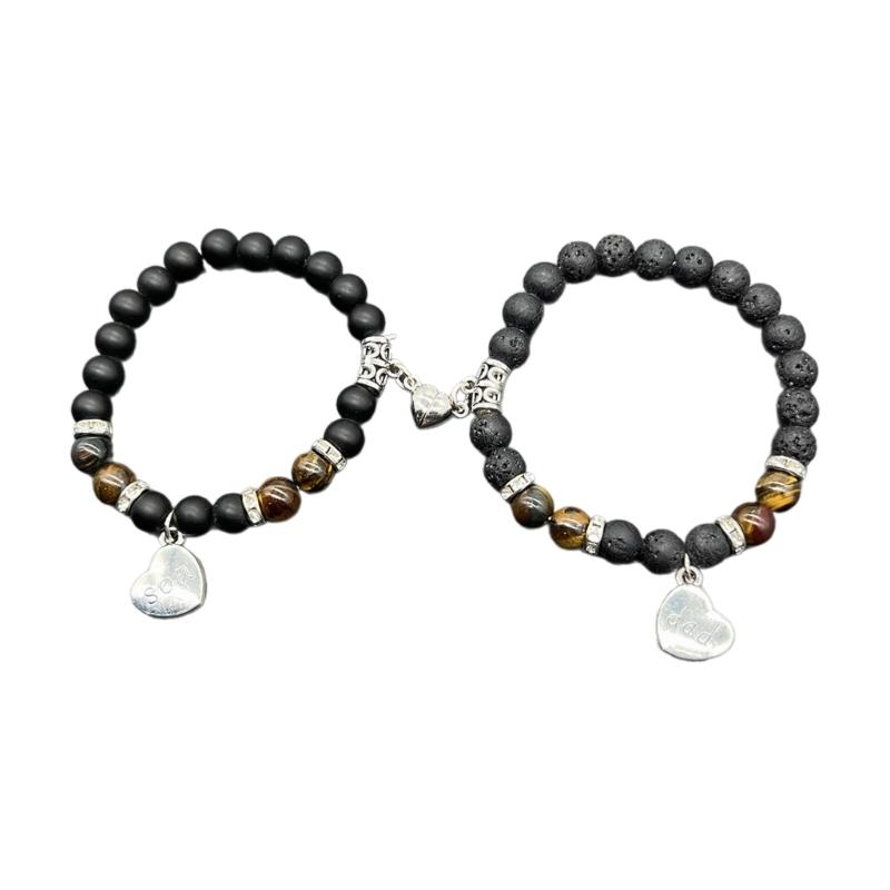 Fashionable Beaded Bracelet Set Magnetic Cute Heart Parents Bracelets Perfect Gift for Loved Ones Comfortable to Wear