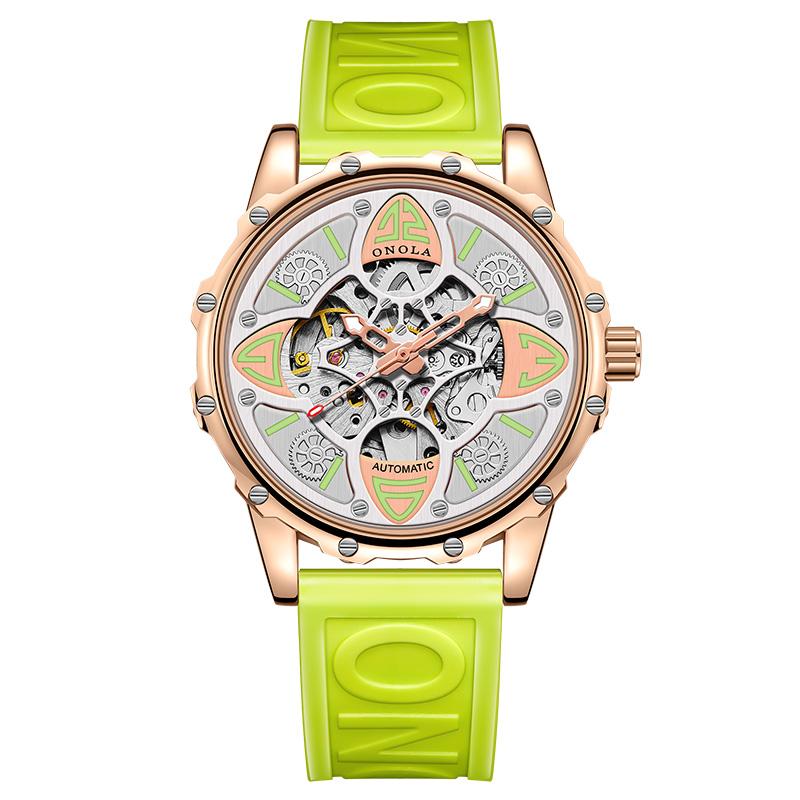 ONOLA ON3833 High-Quality Fashion Men Watch Hollow Full-Automatic Mechanical Watches Women Waterproof Sports Silicon Wristwatch