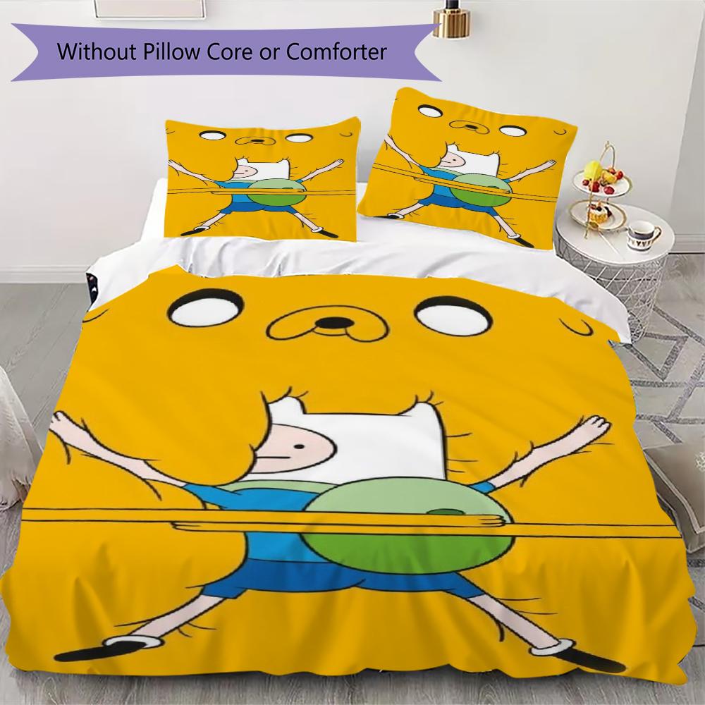 Adventure Time Anime Pattern Bedding Uilt Set Uilt Cover Pillowcase Home Decoration Birthday Gift (1 * Duvet Cover + 2 * Pillowcase  Without Core)03