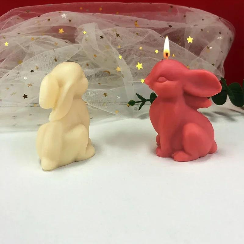 Roztomilé zvíře Kreativní tvar Silikonová forma Ručně vyrobený Sedící králík Pečení Forma na dort DIY Vonná svíčka Sedící králík DIY Nástroje