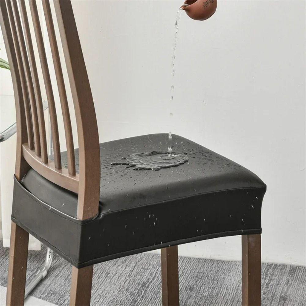 Square Shape PU Leather Chair Cover Oil-resistant Stretch Seat Cushion Cover  Hotel Banquet