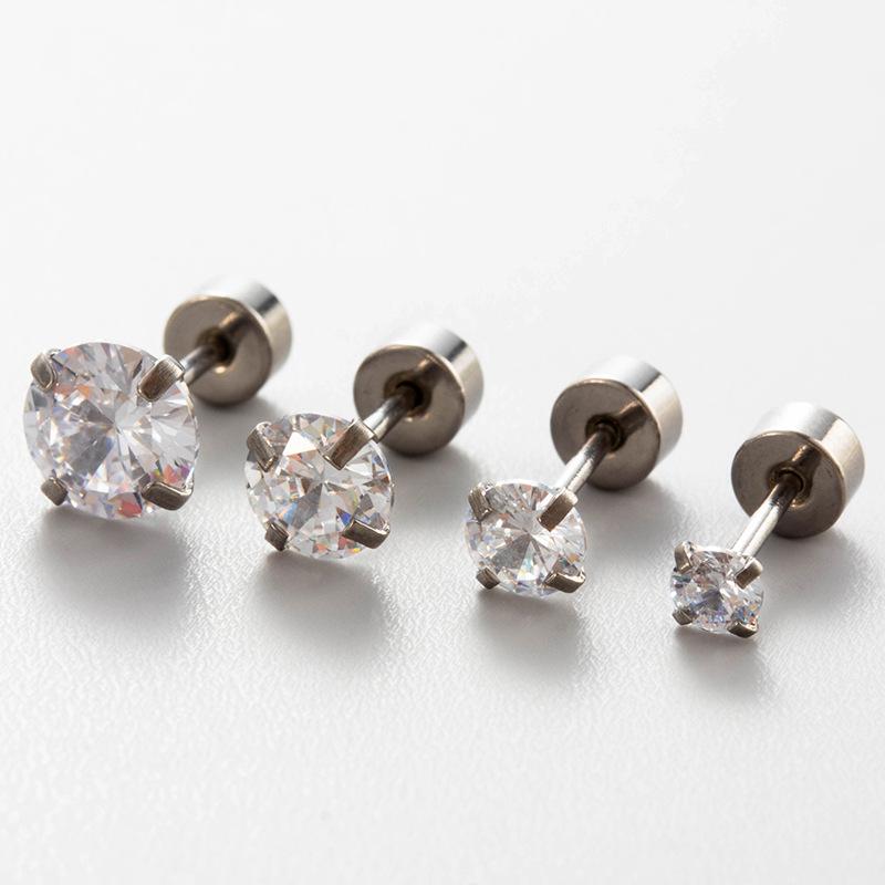 Henson Titanium Ear Cartilage Studs with Dopamine Colored Zircon Screw Disc Earrings